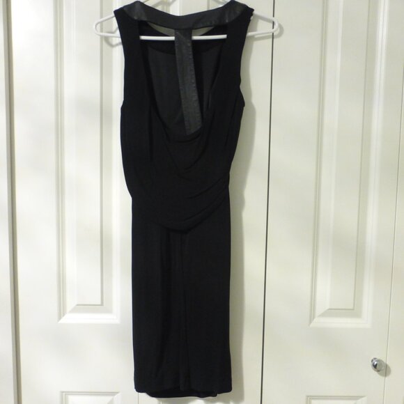BEBE Black T-back mini dress with faux leather belt and trim - Picture 2 of 12